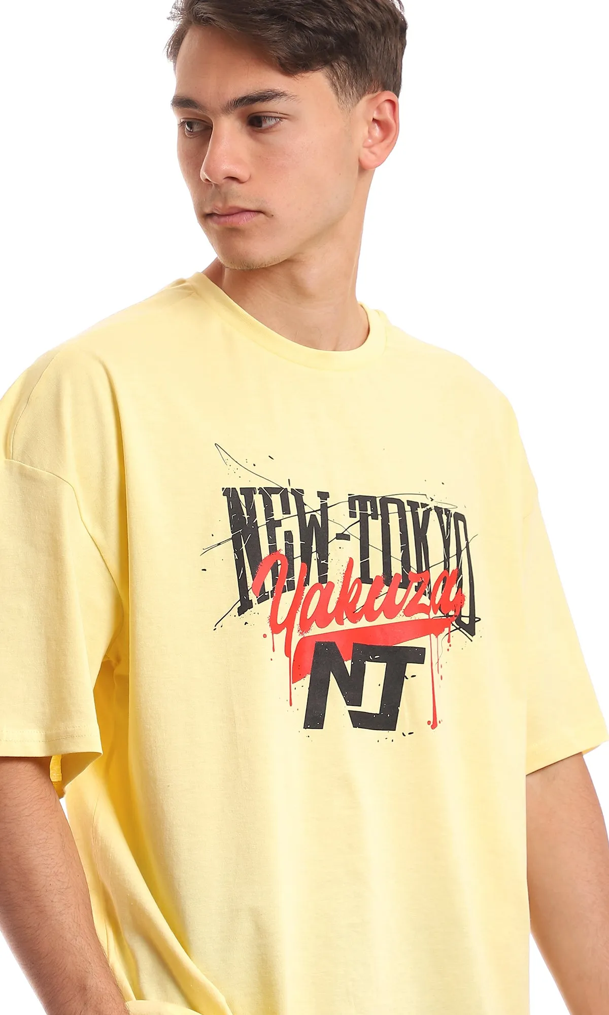97378 "New Tokyo" Front Printing Light Yellow Summer T-Shirt