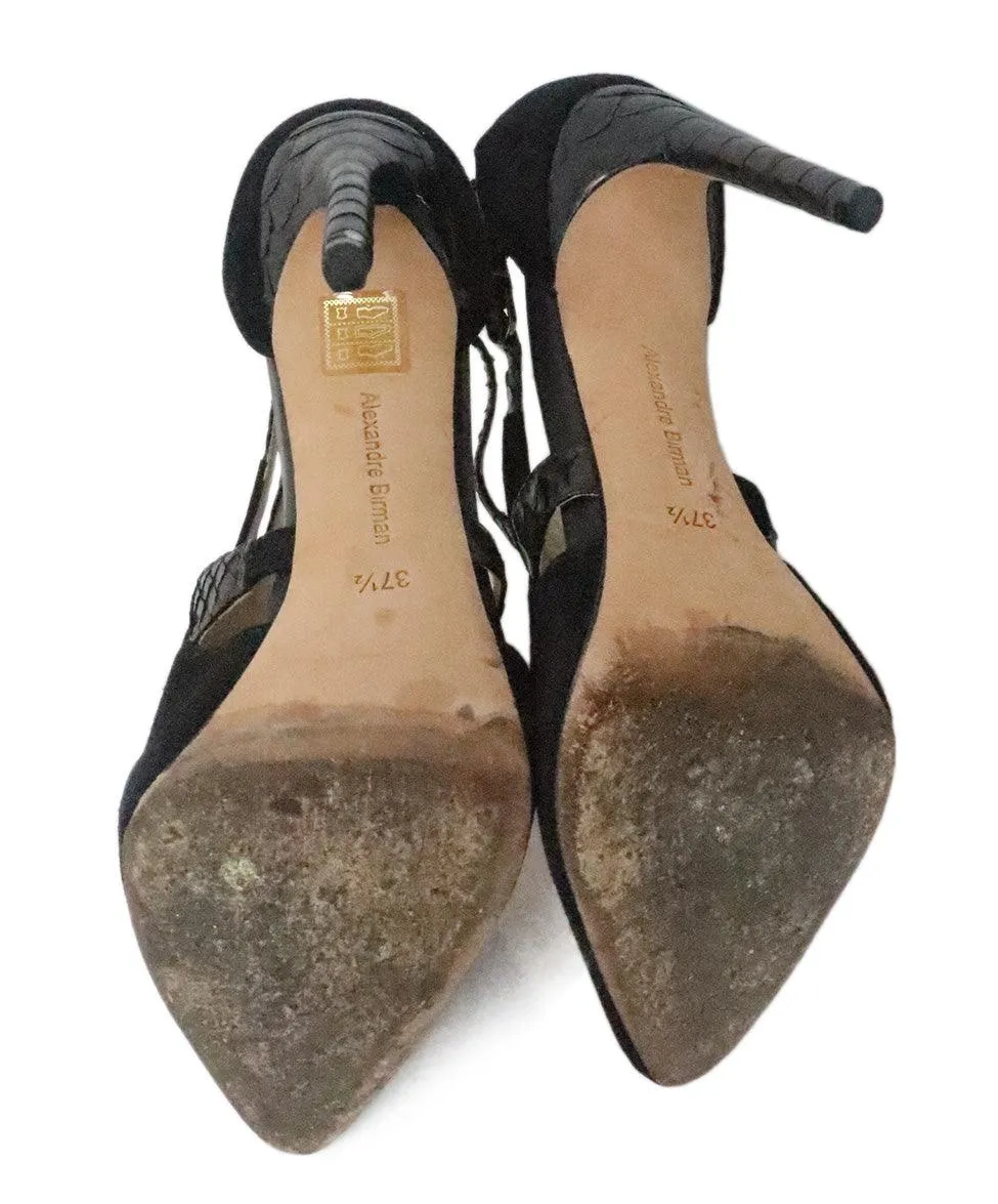 Alexandre Birman Black Suede & Leather Heels sz 7.5