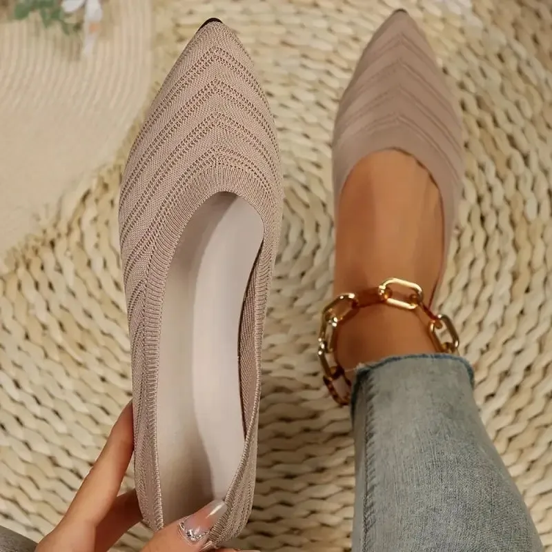 Ballet Flats - Pointed Toe Knitted Shoes