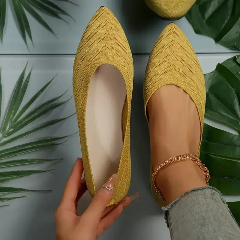 Ballet Flats - Pointed Toe Knitted Shoes