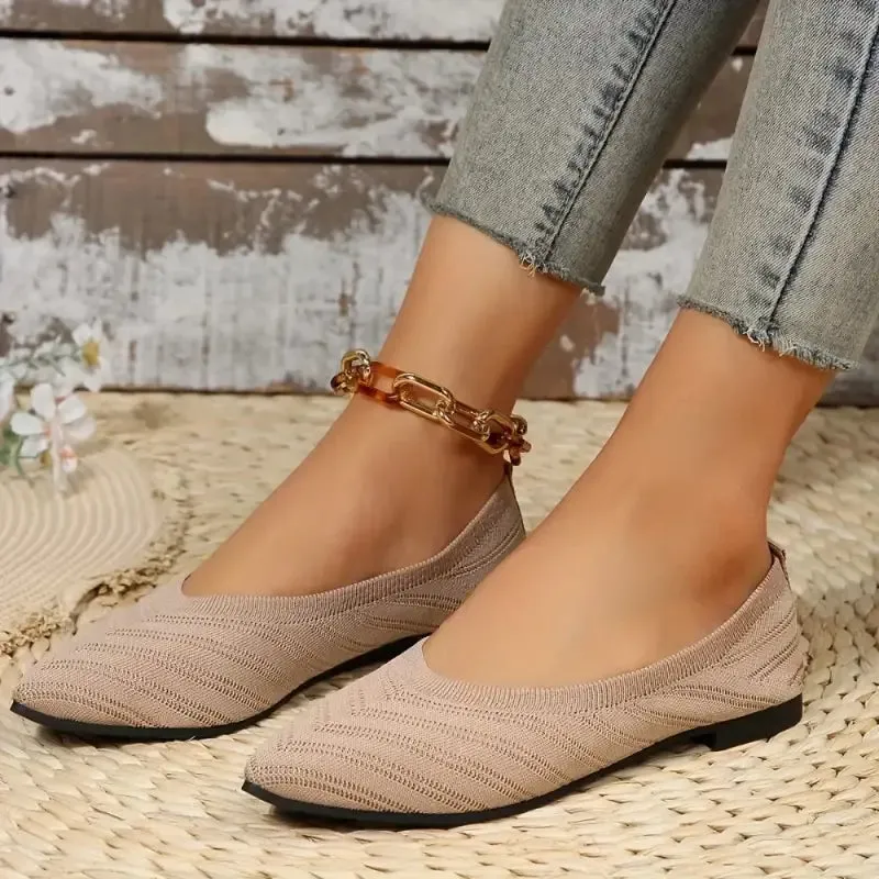 Ballet Flats - Pointed Toe Knitted Shoes