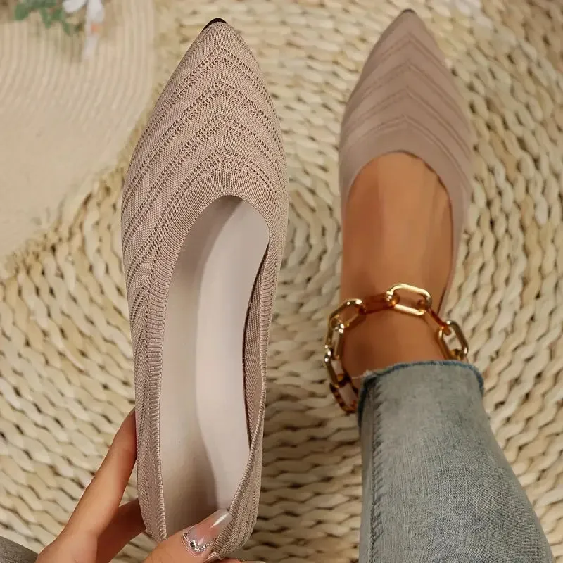 Ballet Flats - Pointed Toe Knitted Shoes