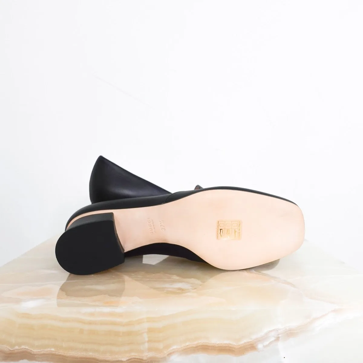 Black heeled loafers RRP £700