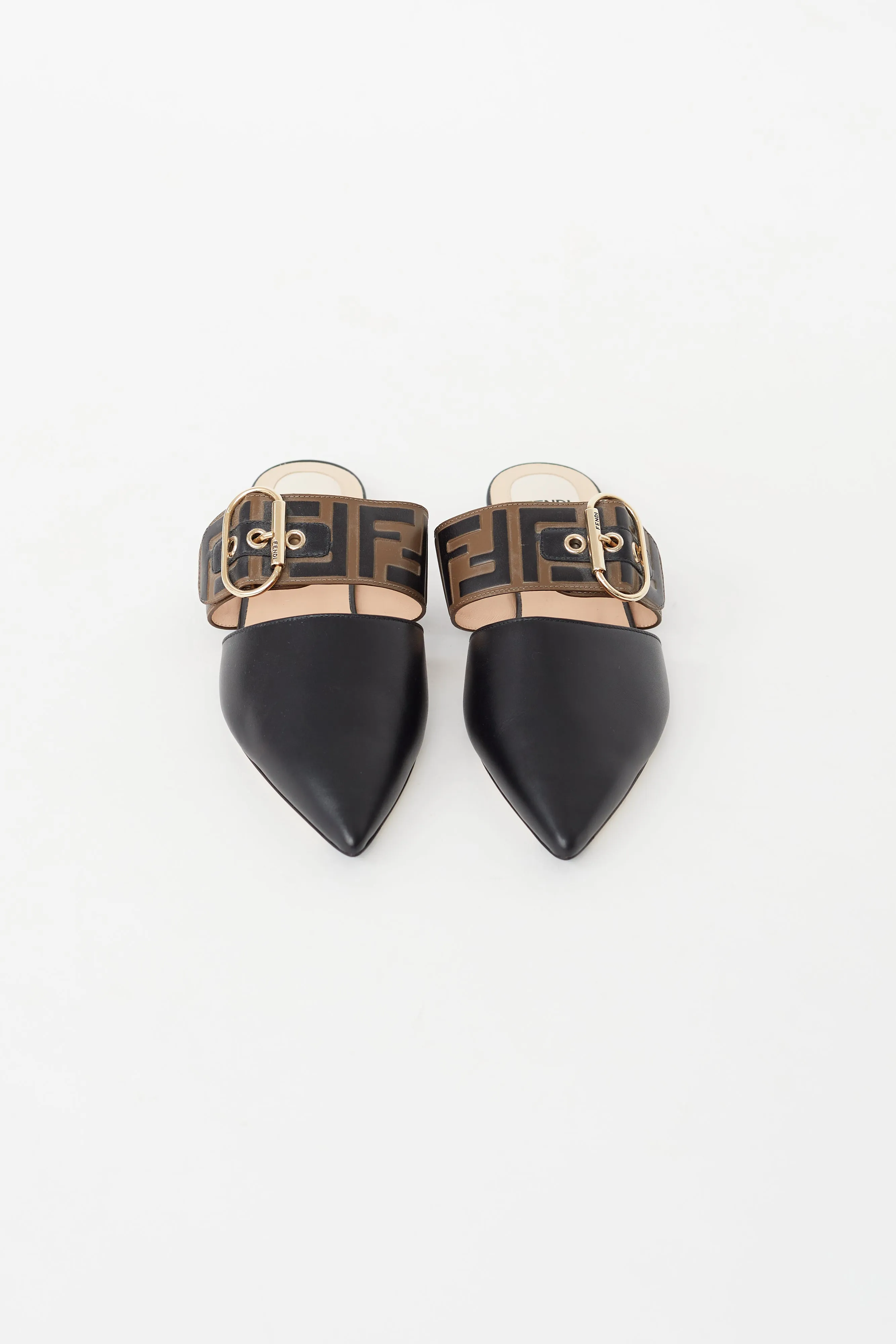 Black Leather Zucca  Mule