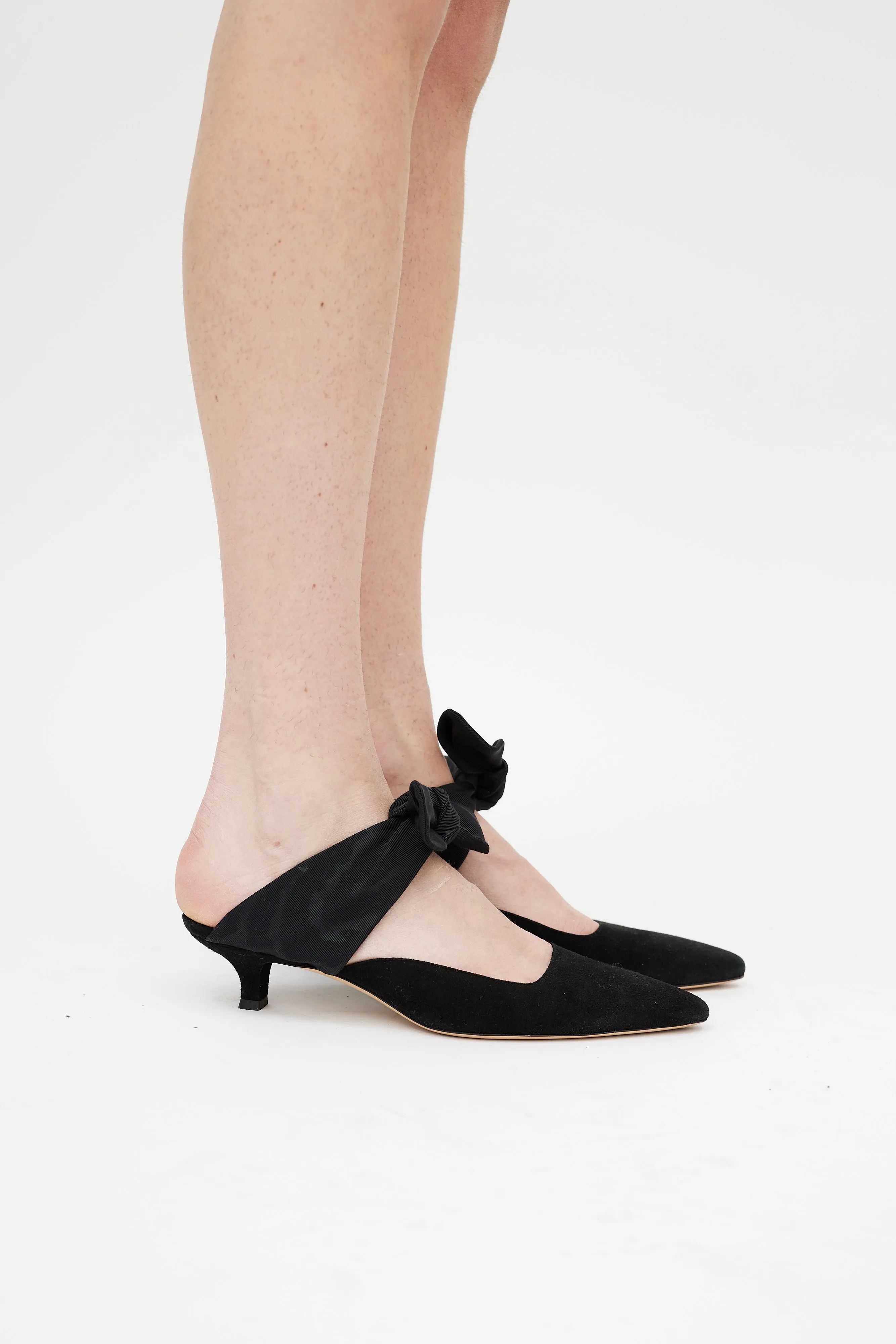 Black Tie Suede Mule