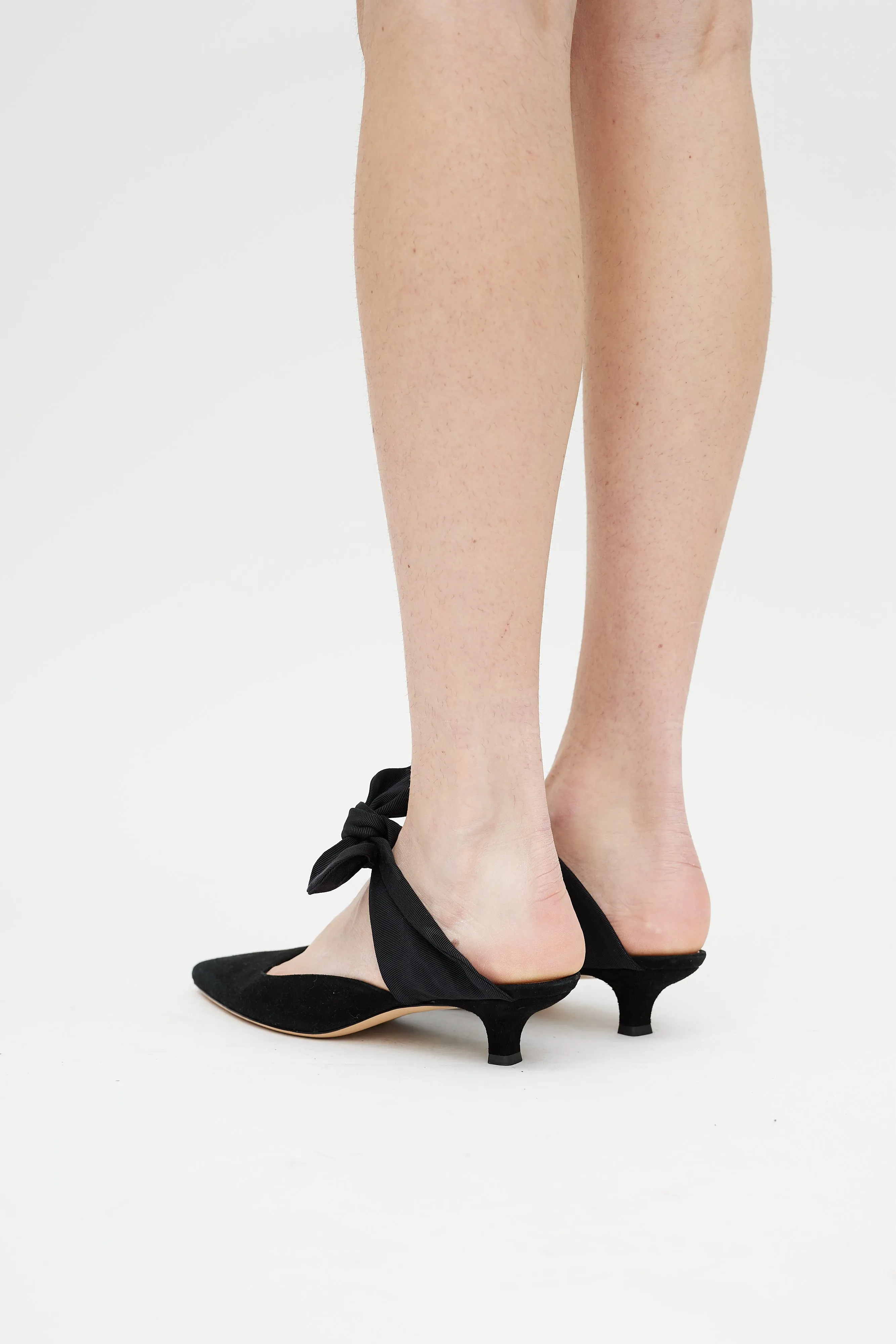 Black Tie Suede Mule