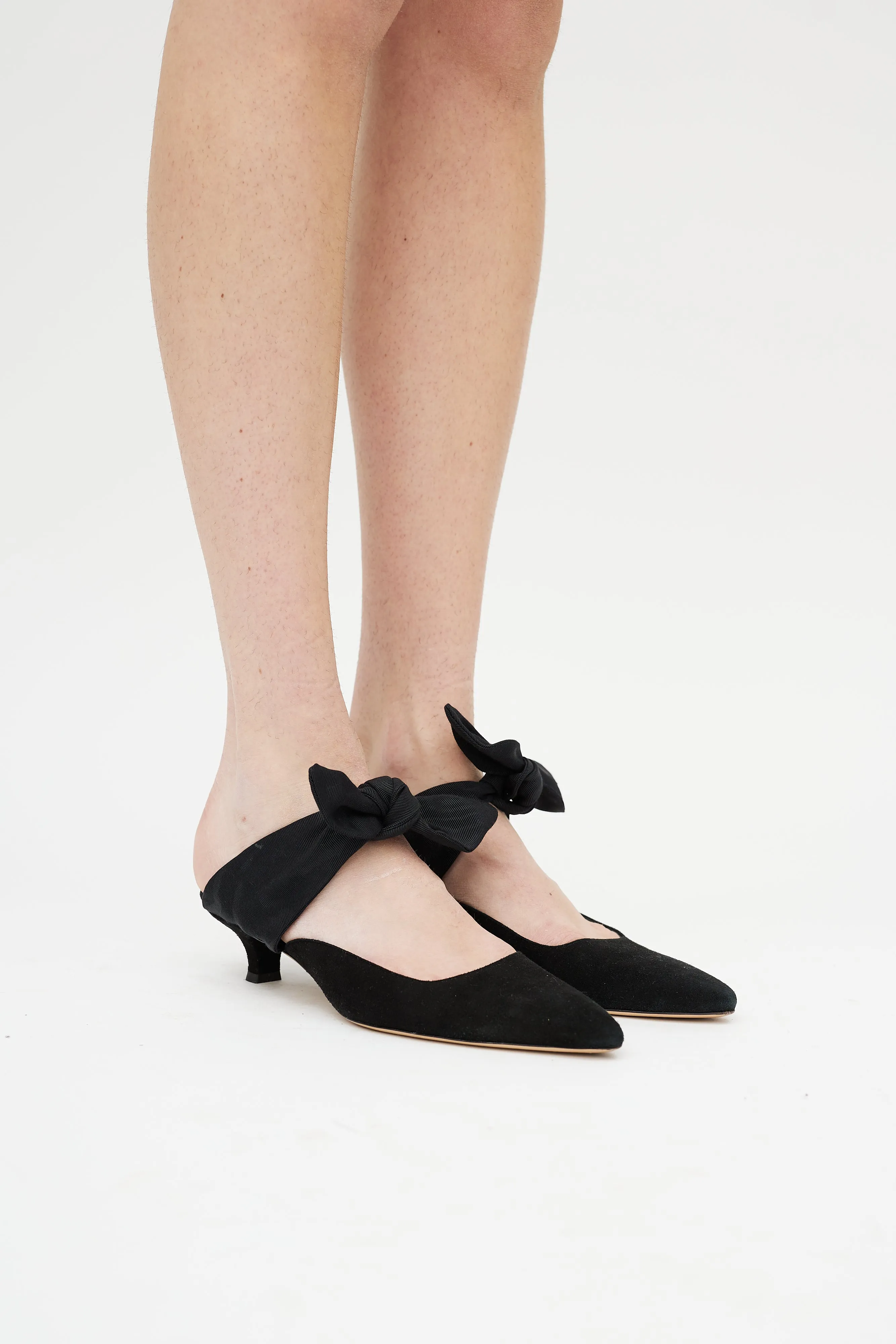 Black Tie Suede Mule