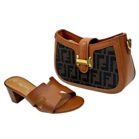 Block Heel Sandals and Monogram Bag Set