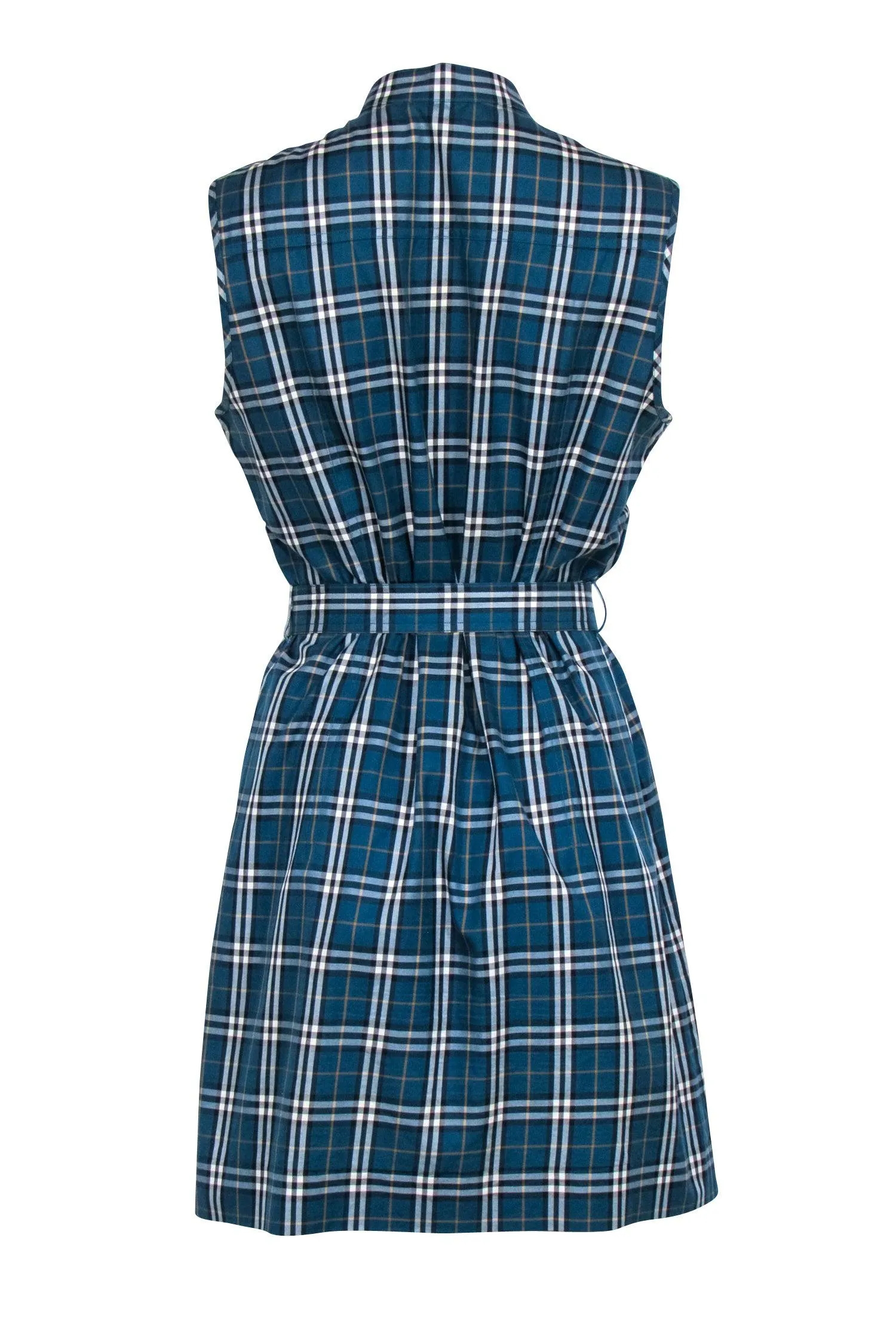 Burberry - Teal Sleeveless Button-Up Shift Dress Sz M