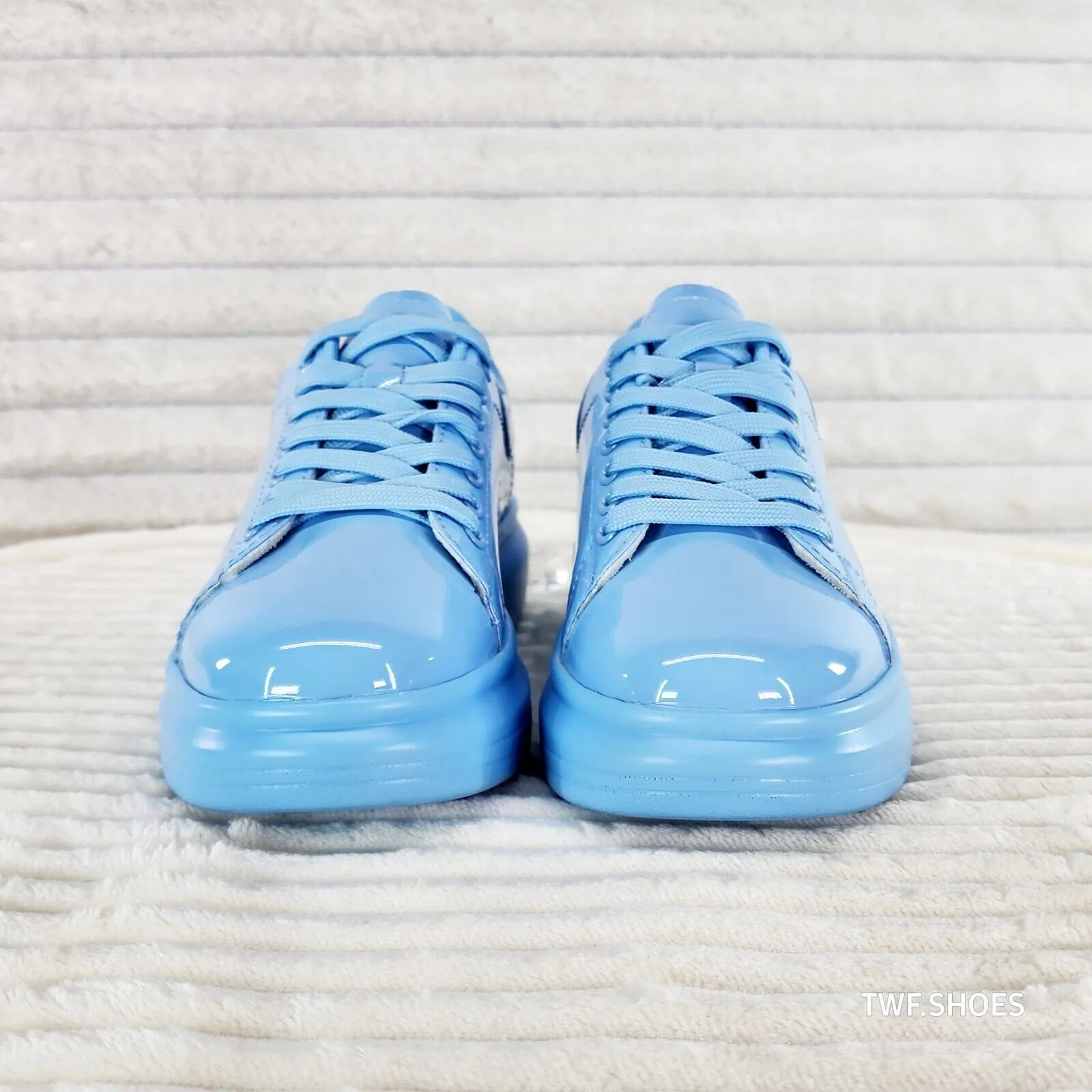 Cush Baby 3 Patent Baby Blue Comfy Sneakers Tennis Shoes