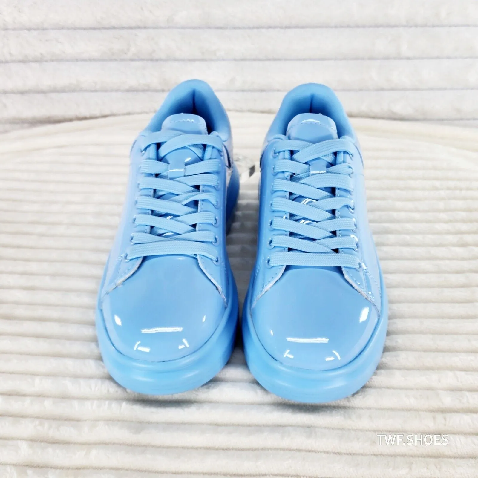 Cush Baby 3 Patent Baby Blue Comfy Sneakers Tennis Shoes