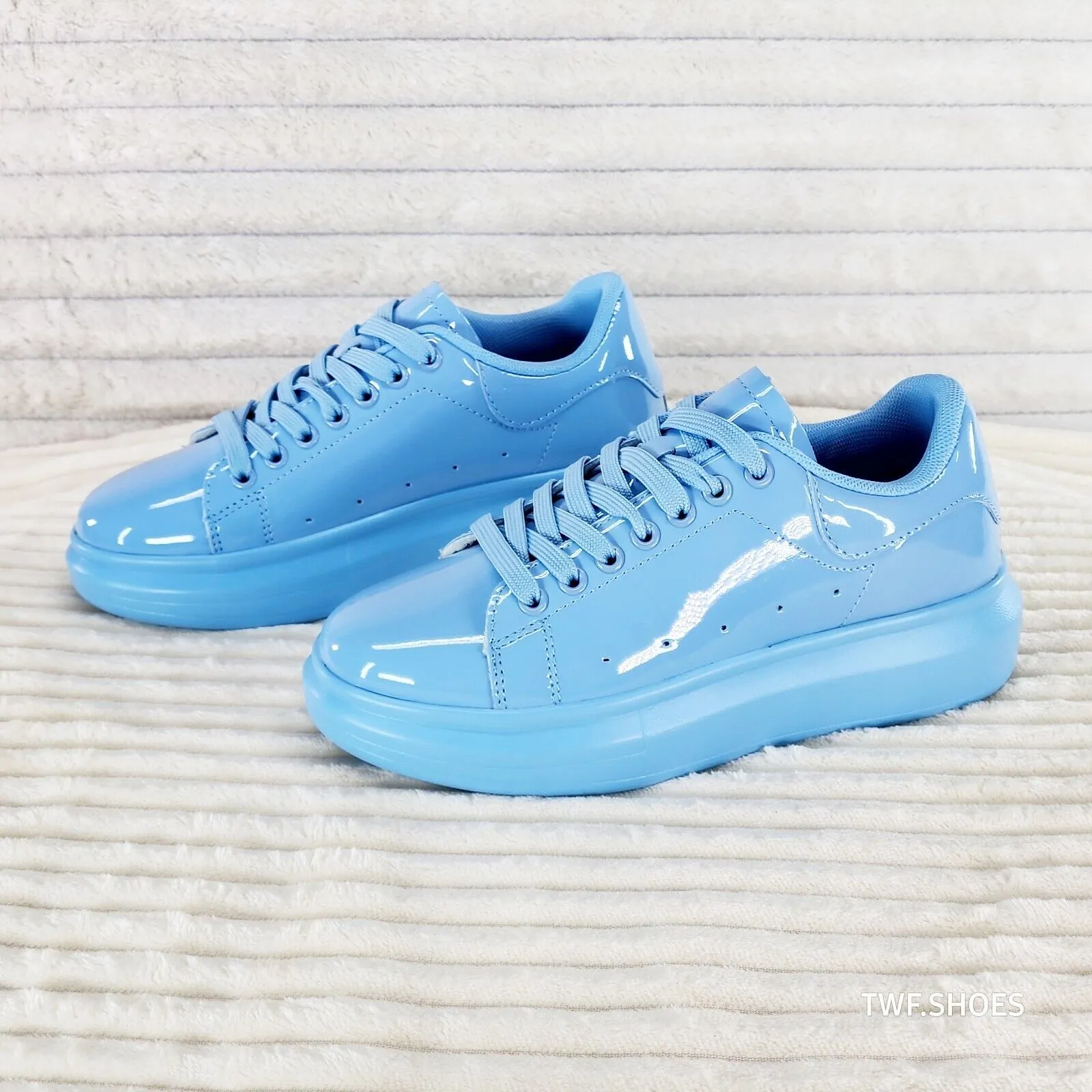 Cush Baby 3 Patent Baby Blue Comfy Sneakers Tennis Shoes