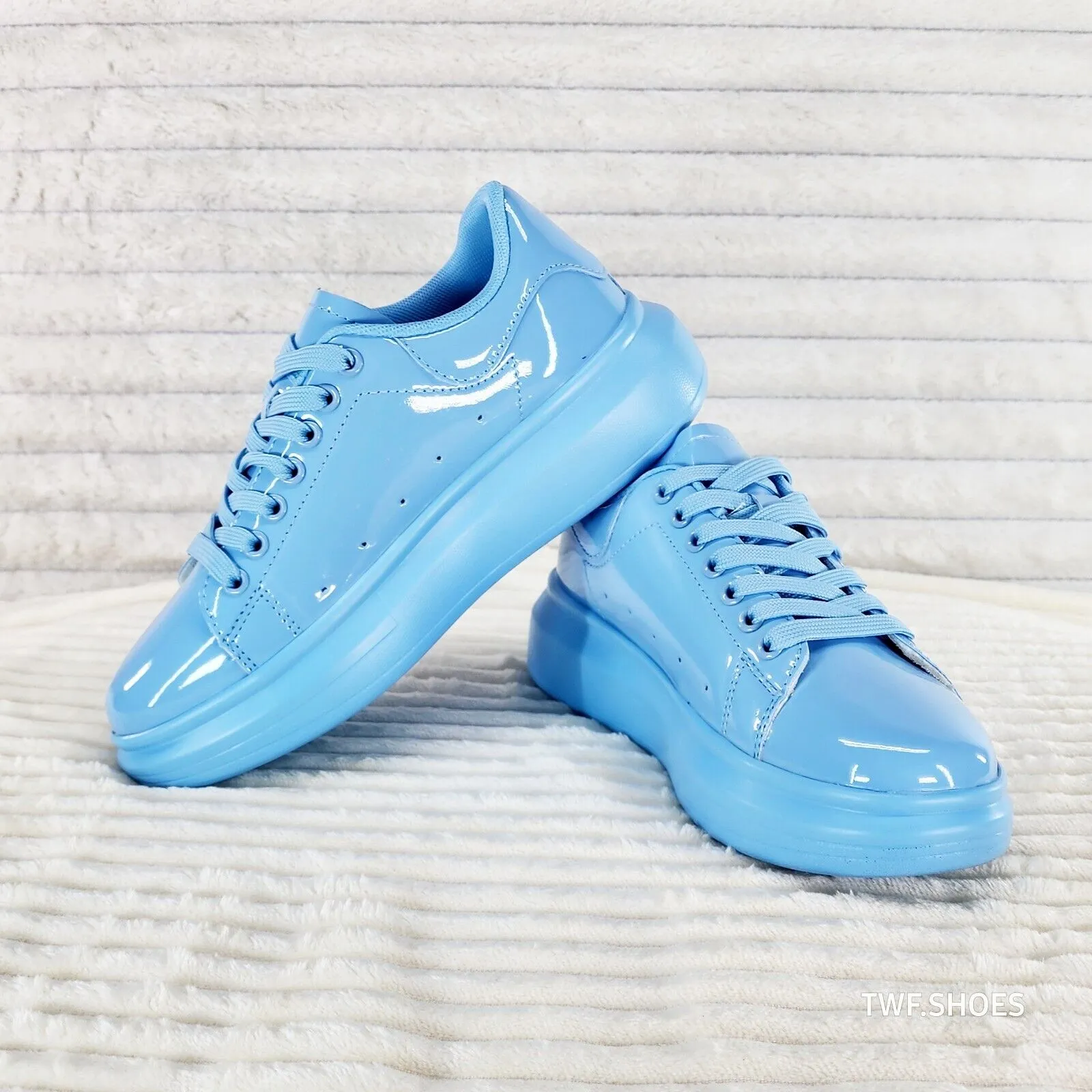 Cush Baby 3 Patent Baby Blue Comfy Sneakers Tennis Shoes