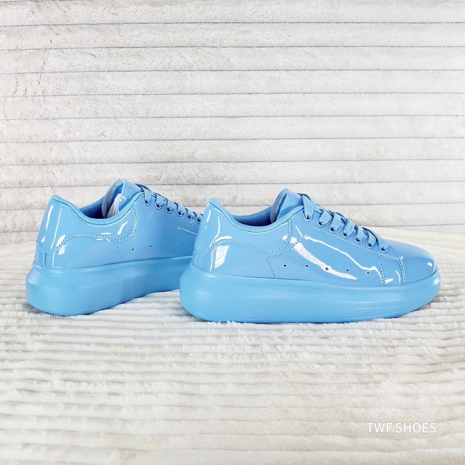 Cush Baby 3 Patent Baby Blue Comfy Sneakers Tennis Shoes