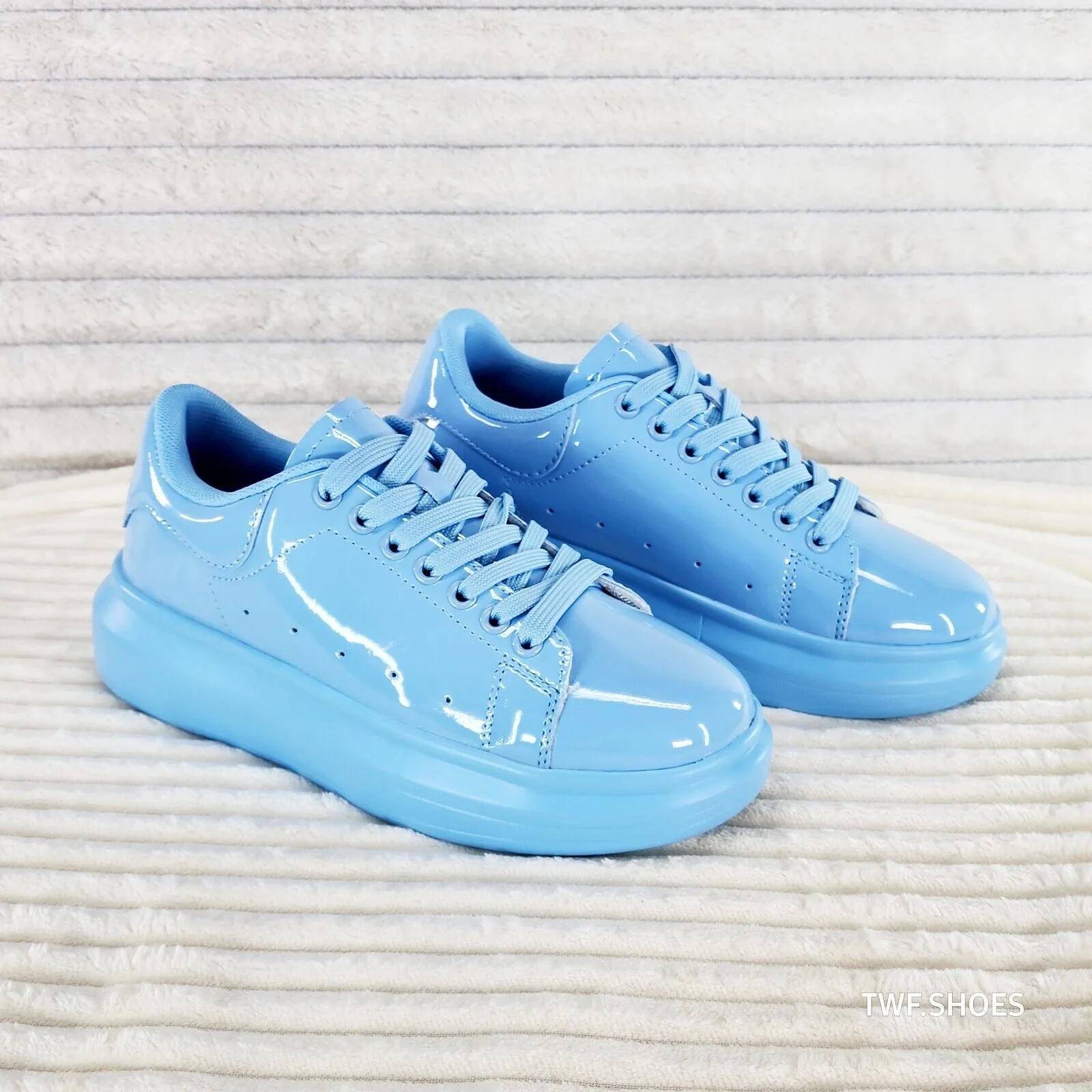 Cush Baby 3 Patent Baby Blue Comfy Sneakers Tennis Shoes
