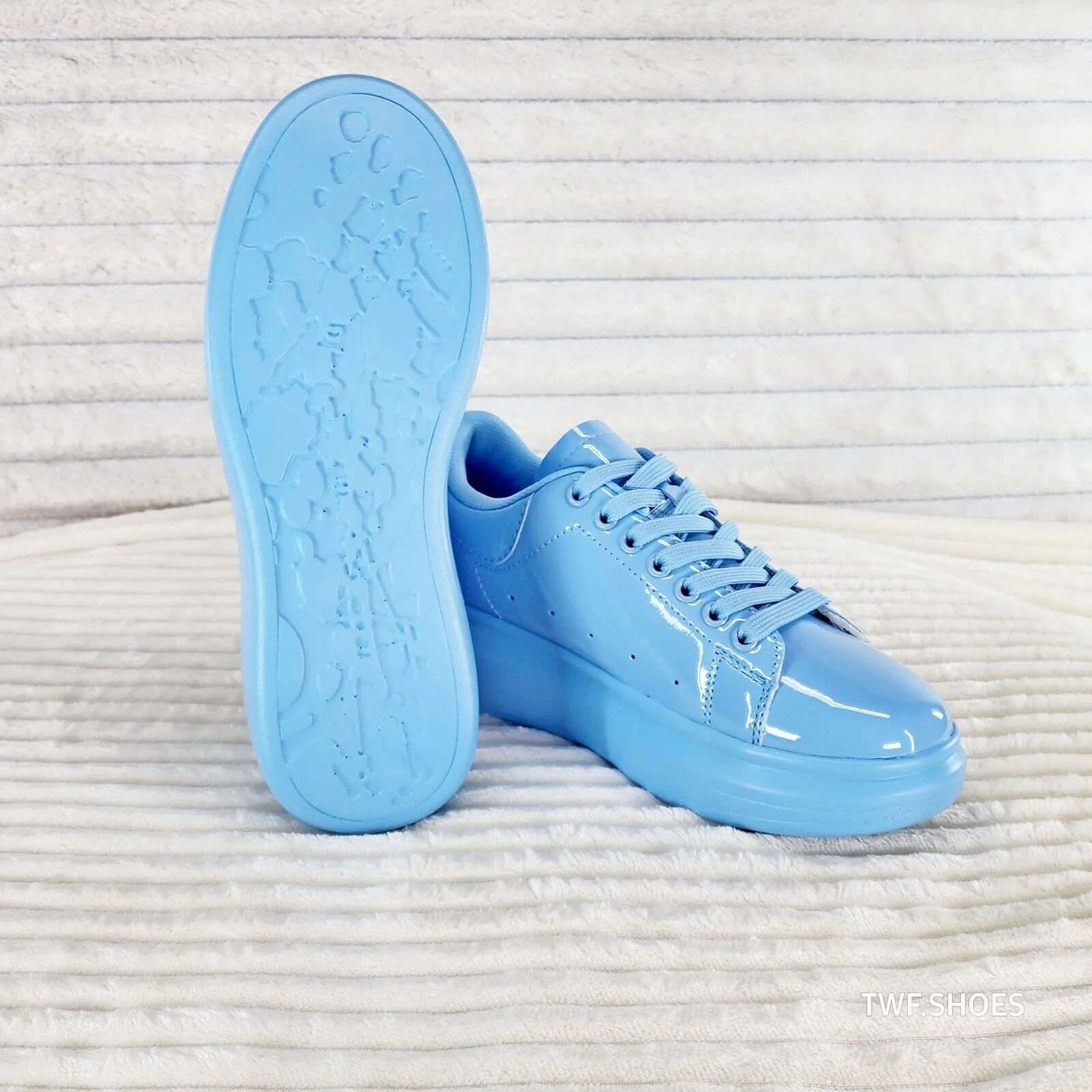 Cush Baby 3 Patent Baby Blue Comfy Sneakers Tennis Shoes