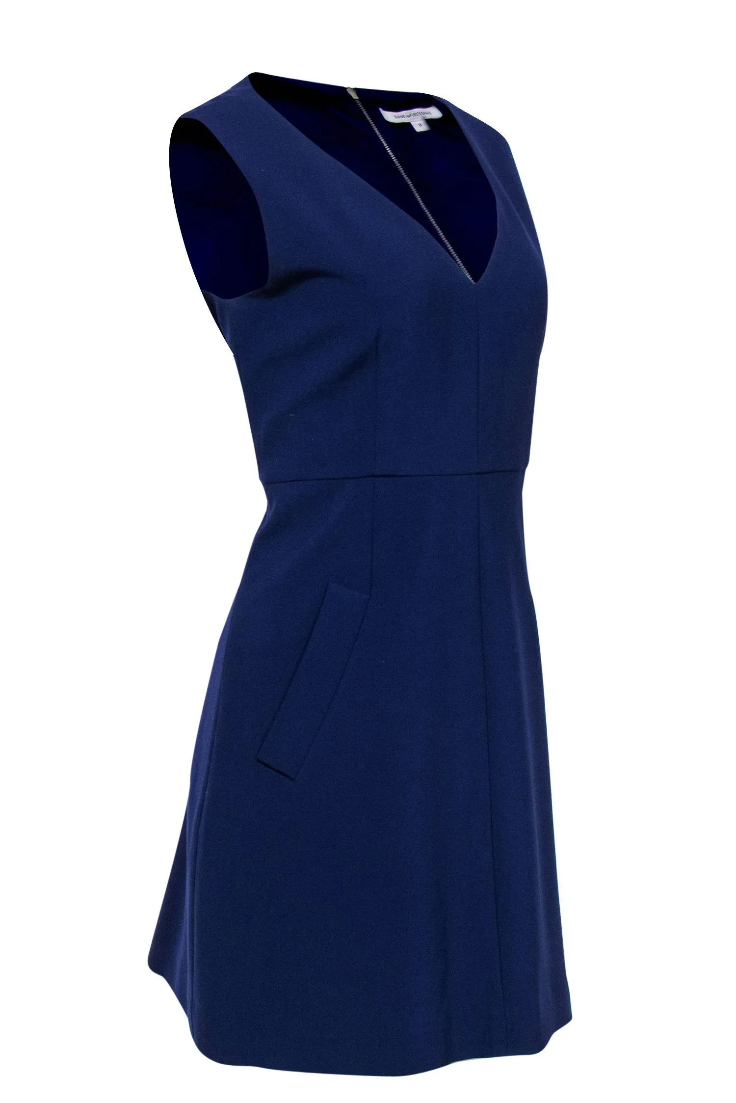 Diane von Furstenberg - Purple Sleeveless Sheath Dress w/ Pockets Sz 12