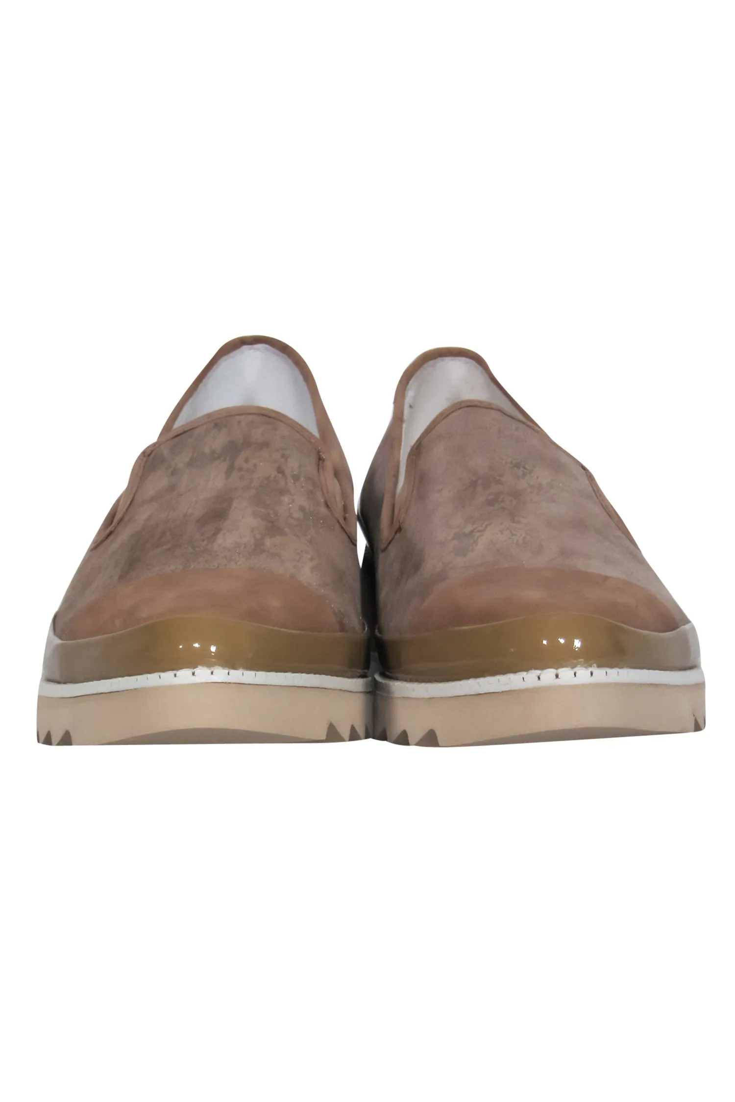 Donald J Pliner - Tan Metallic Leather Pointed Toe Platform Loafers Sz 8.5