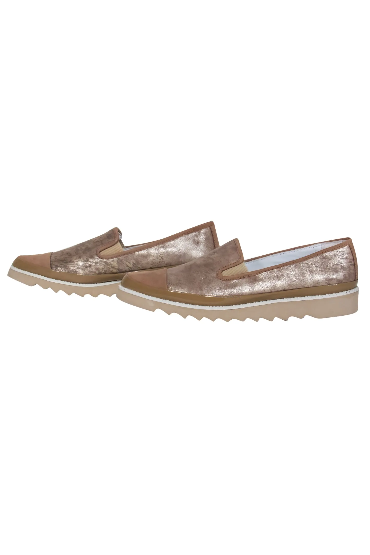 Donald J Pliner - Tan Metallic Leather Pointed Toe Platform Loafers Sz 8.5