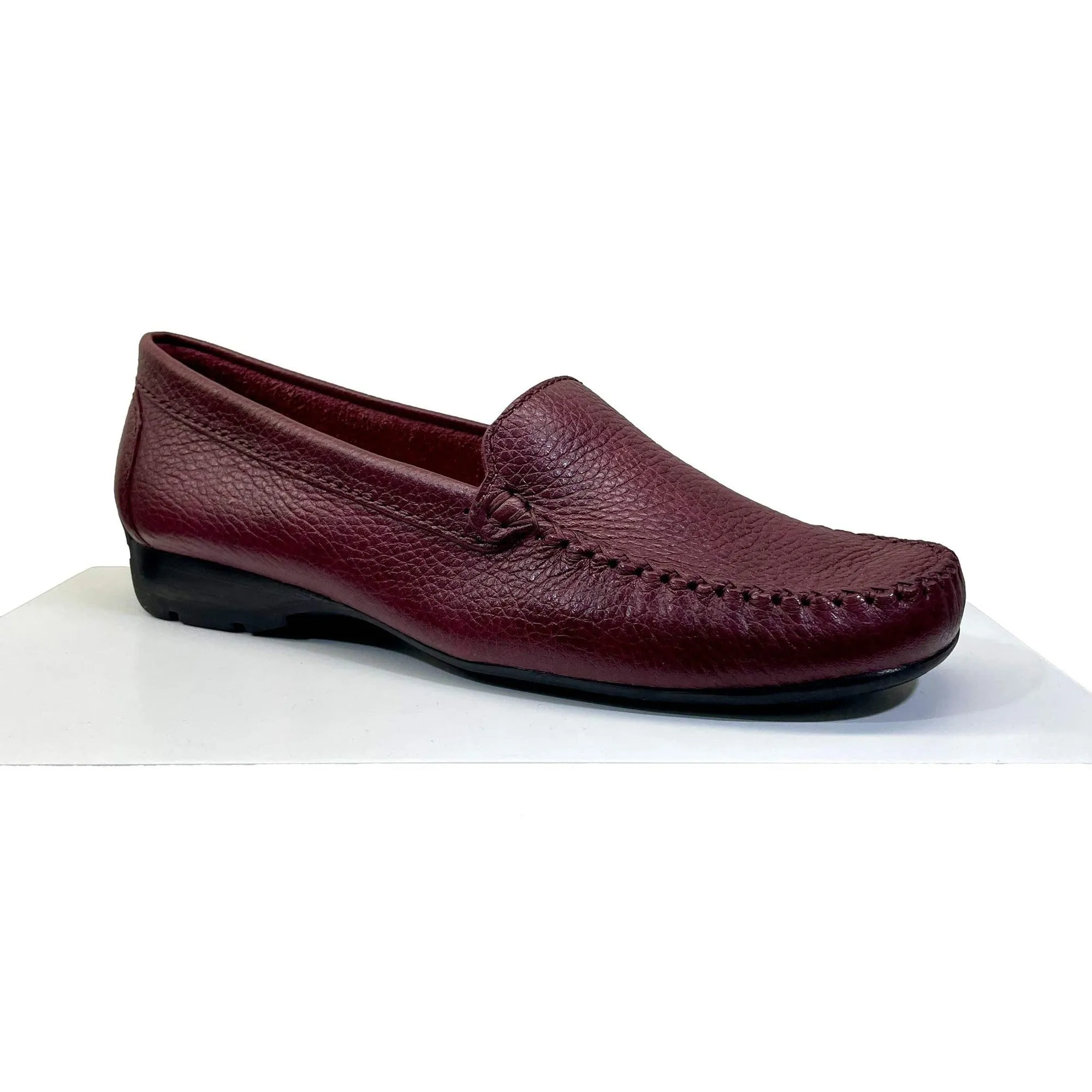 EYS Alice Ladies Wine Leather Slip On Loafer Shoes