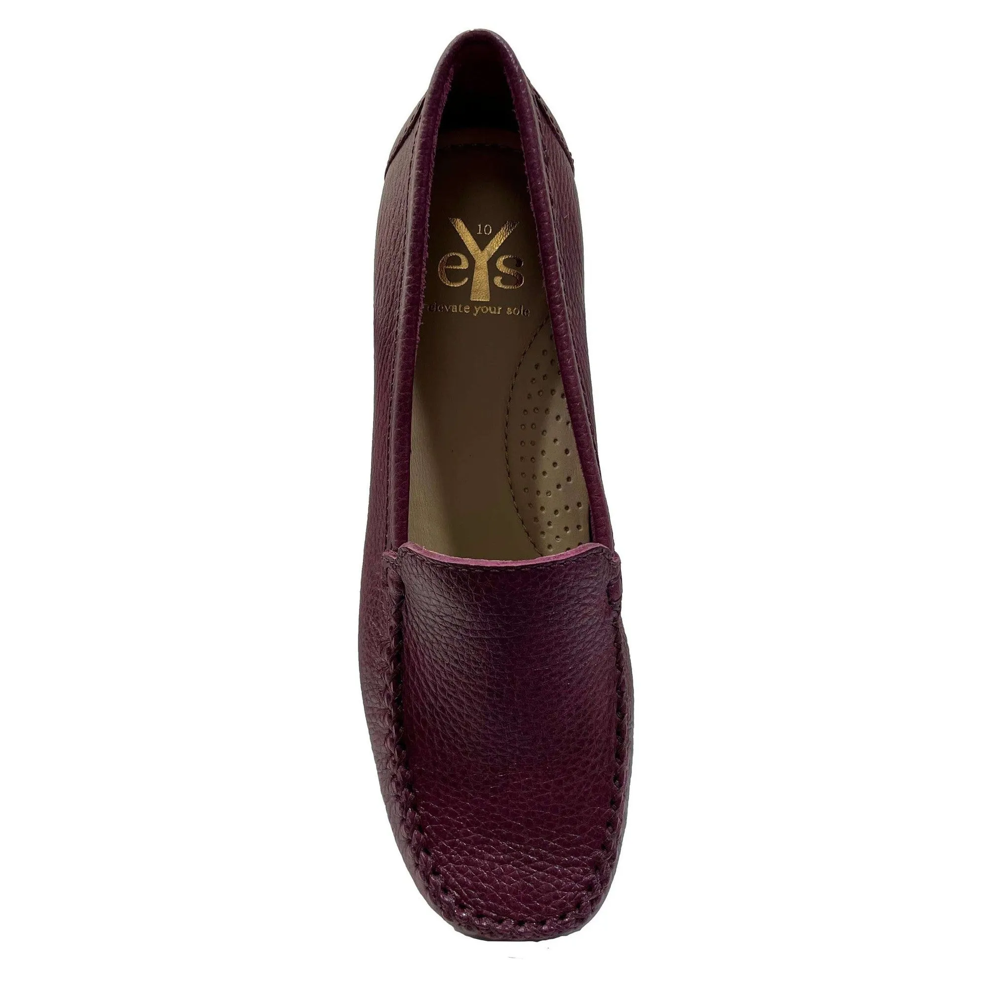 EYS Alice Ladies Wine Leather Slip On Loafer Shoes