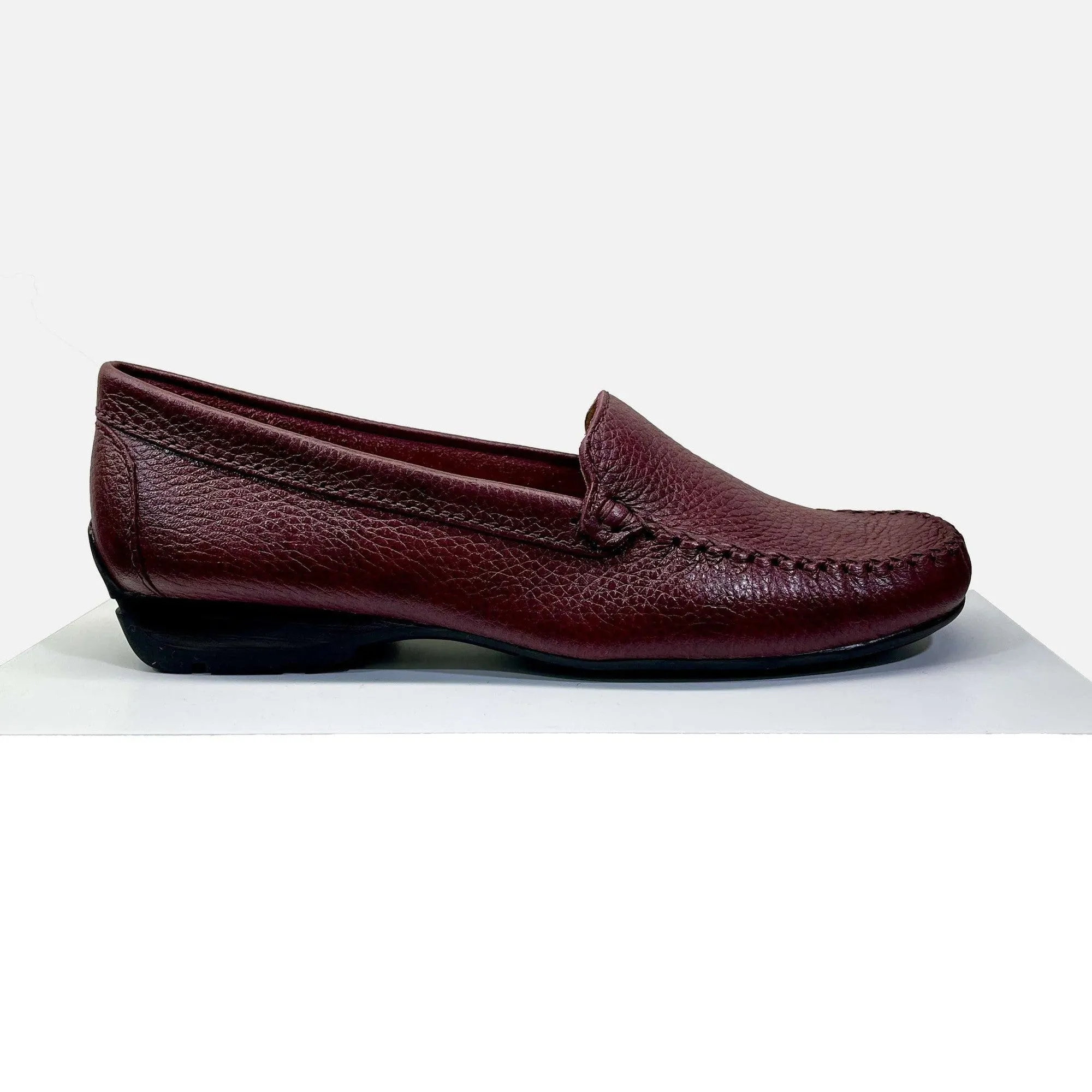EYS Alice Ladies Wine Leather Slip On Loafer Shoes