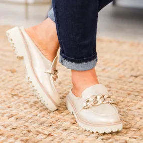 Glitter And Gold Mules, Gold