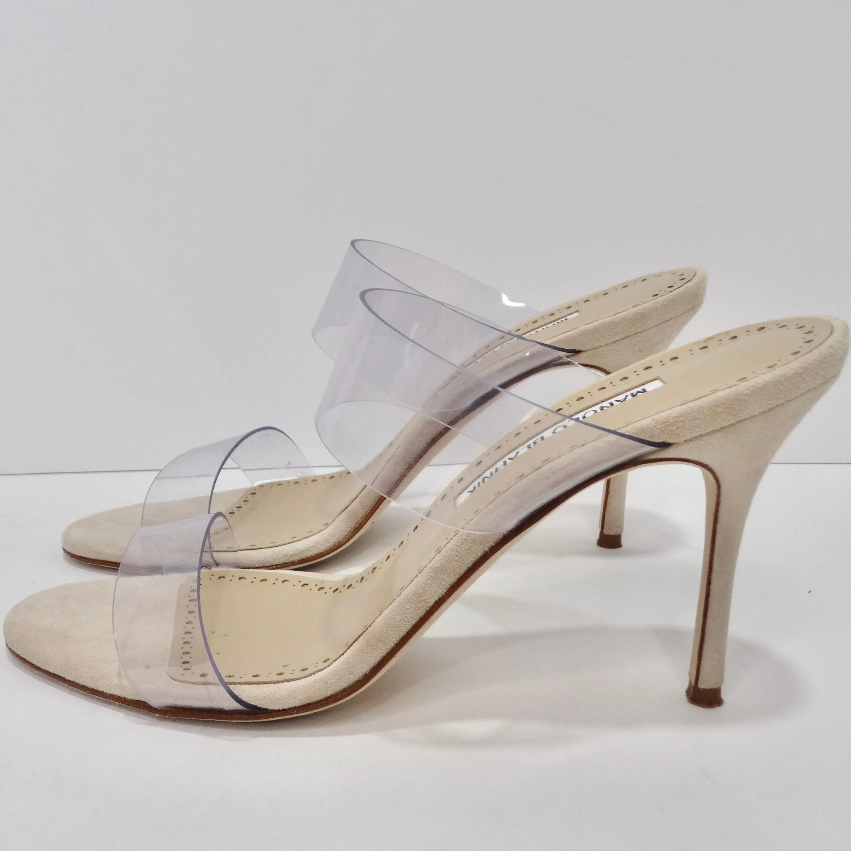 Manolo Blahnik Scolto Clear ECO PVC Open Toe Mules