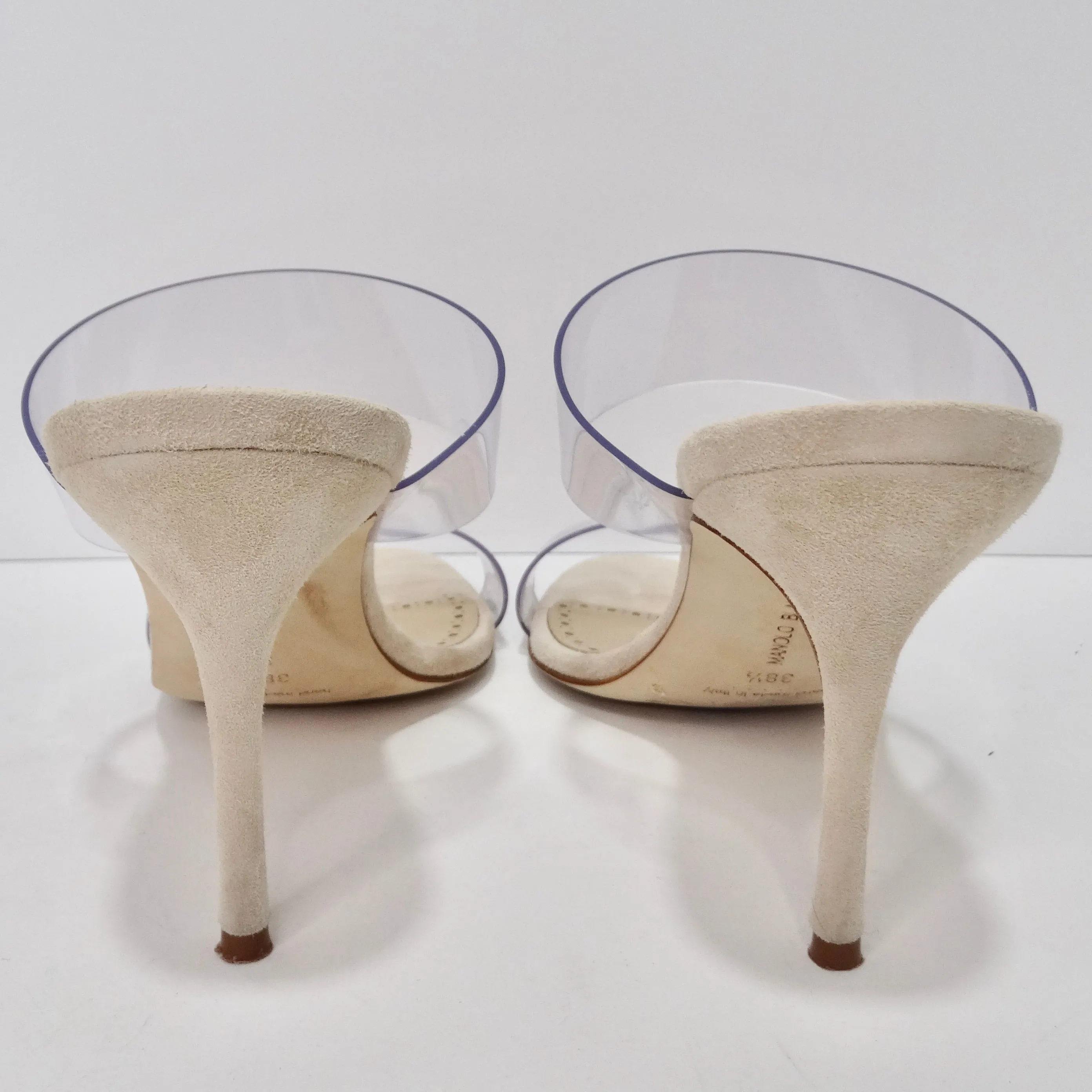 Manolo Blahnik Scolto Clear ECO PVC Open Toe Mules