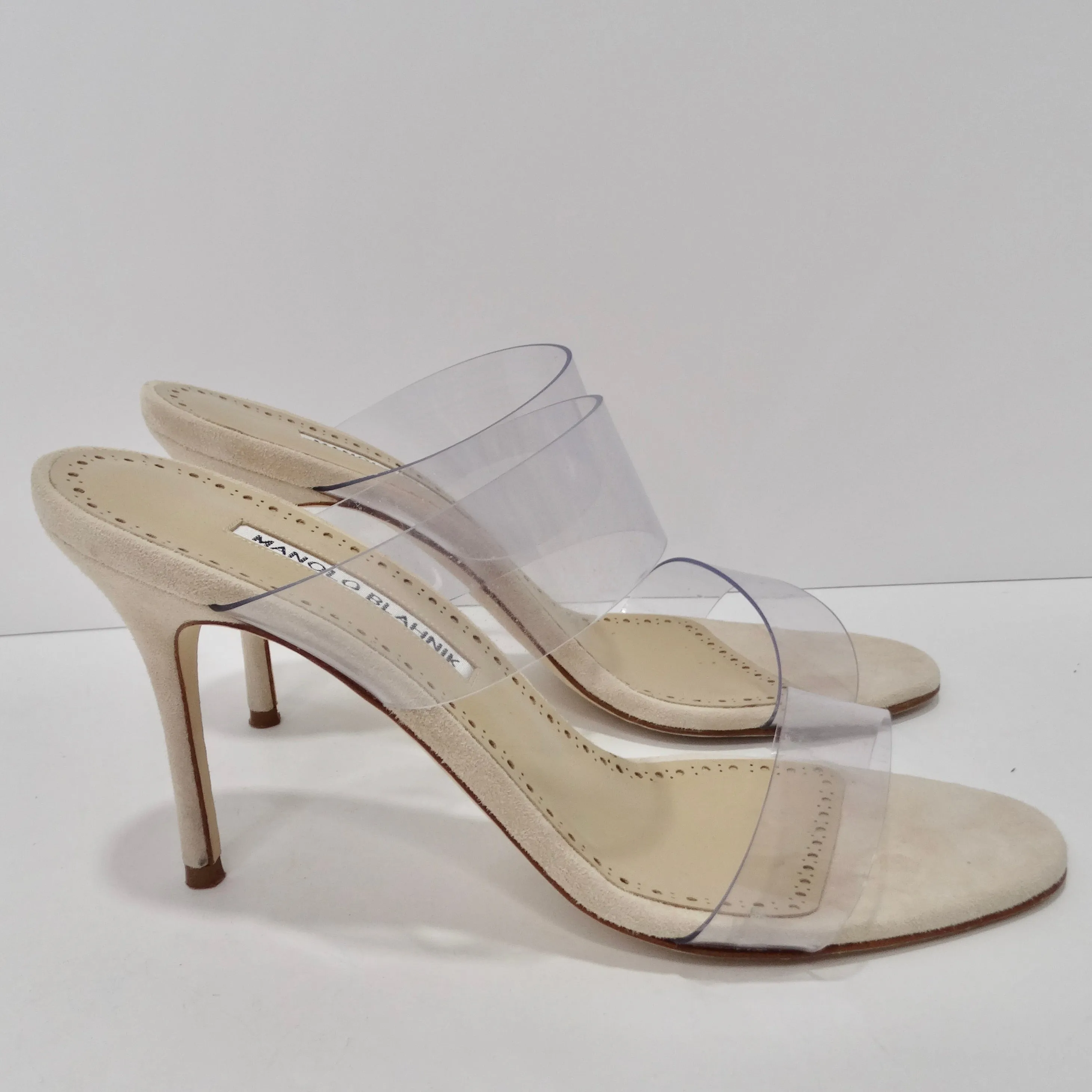 Manolo Blahnik Scolto Clear ECO PVC Open Toe Mules