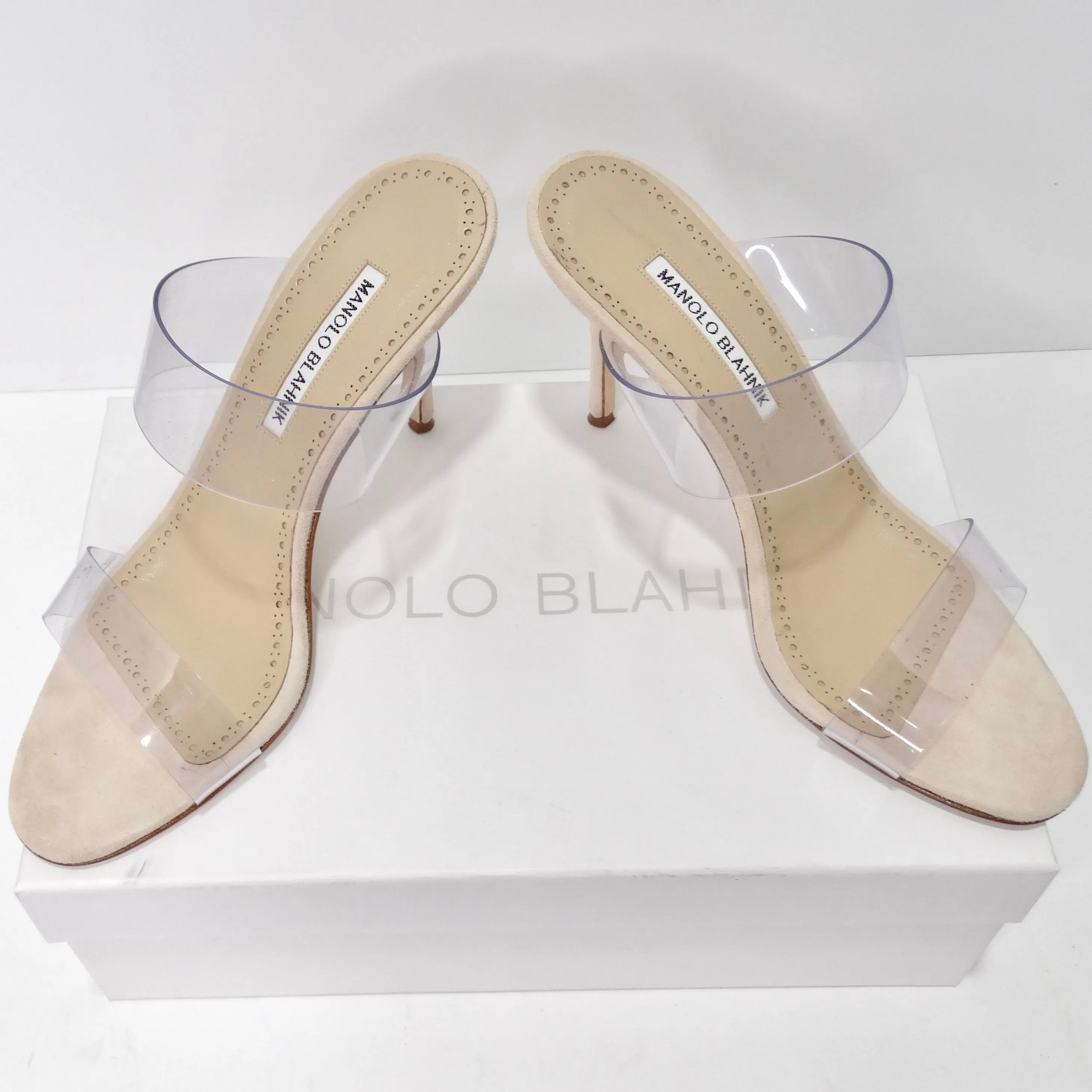 Manolo Blahnik Scolto Clear ECO PVC Open Toe Mules