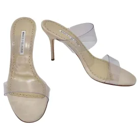 Manolo Blahnik Scolto Clear ECO PVC Open Toe Mules