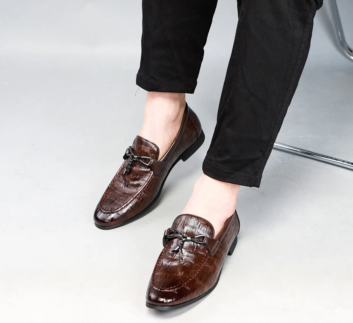 Men's Bow Tassel Smoking Loafers