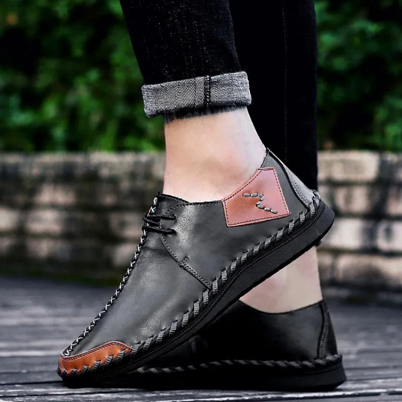 Men's Casual Breathable Genuine Leather Shoes | Plus Size