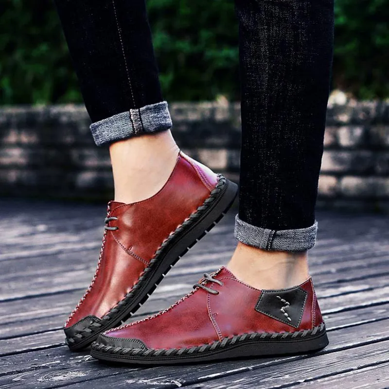 Men's Casual Breathable Genuine Leather Shoes | Plus Size