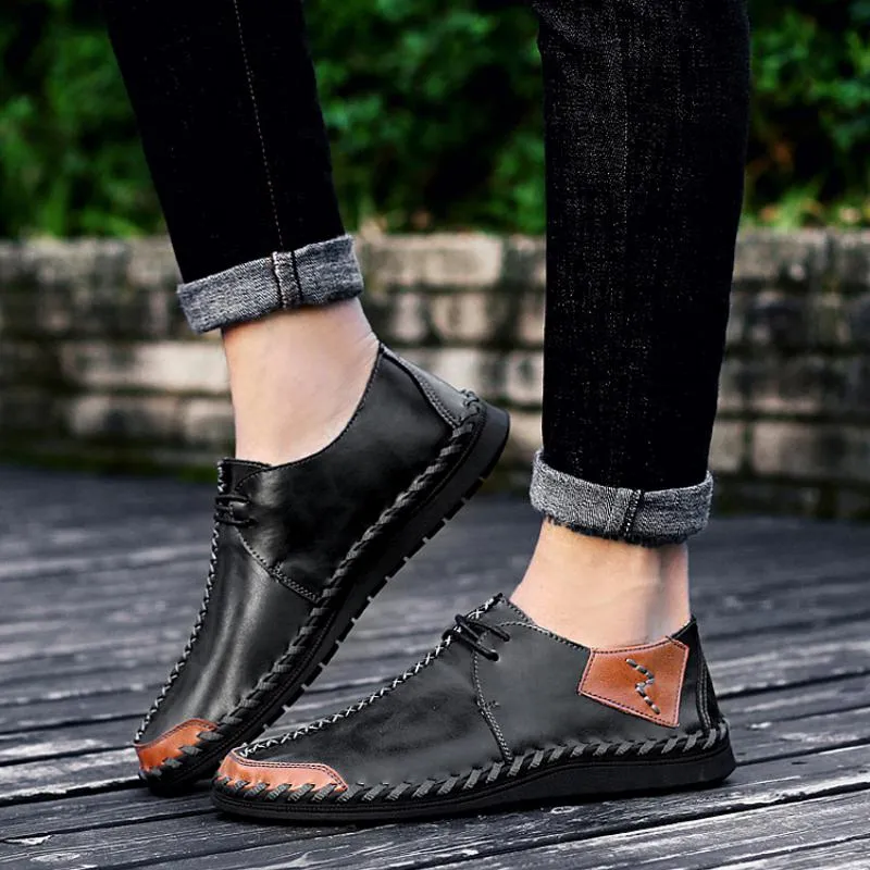 Men's Casual Breathable Genuine Leather Shoes | Plus Size