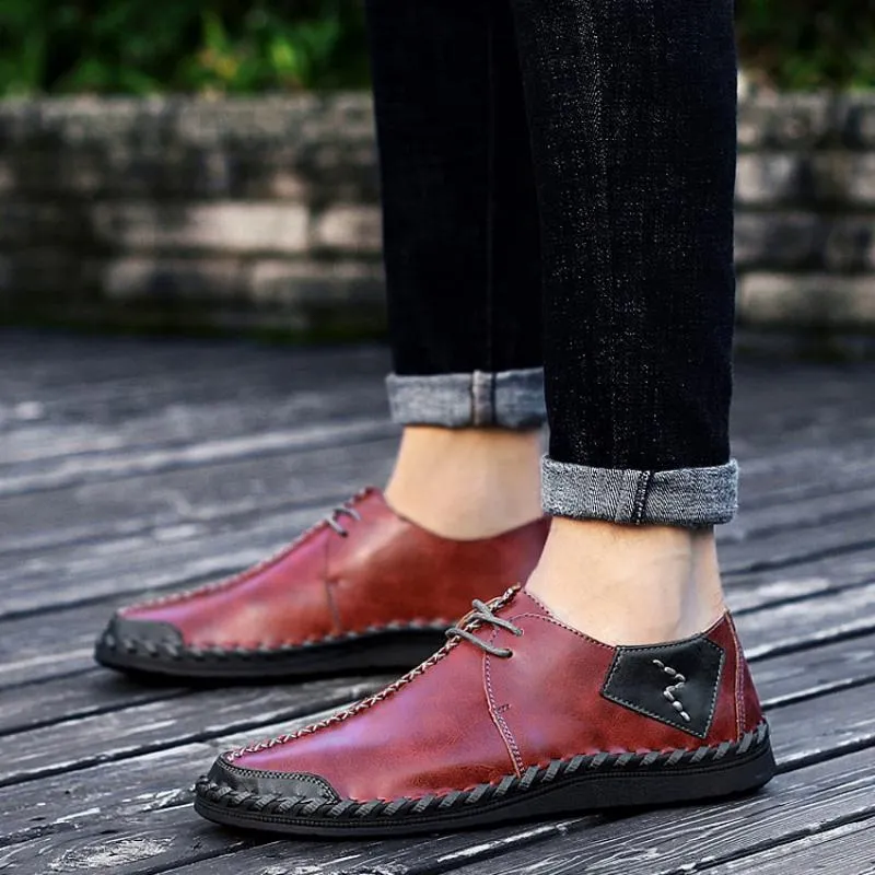 Men's Casual Breathable Genuine Leather Shoes | Plus Size