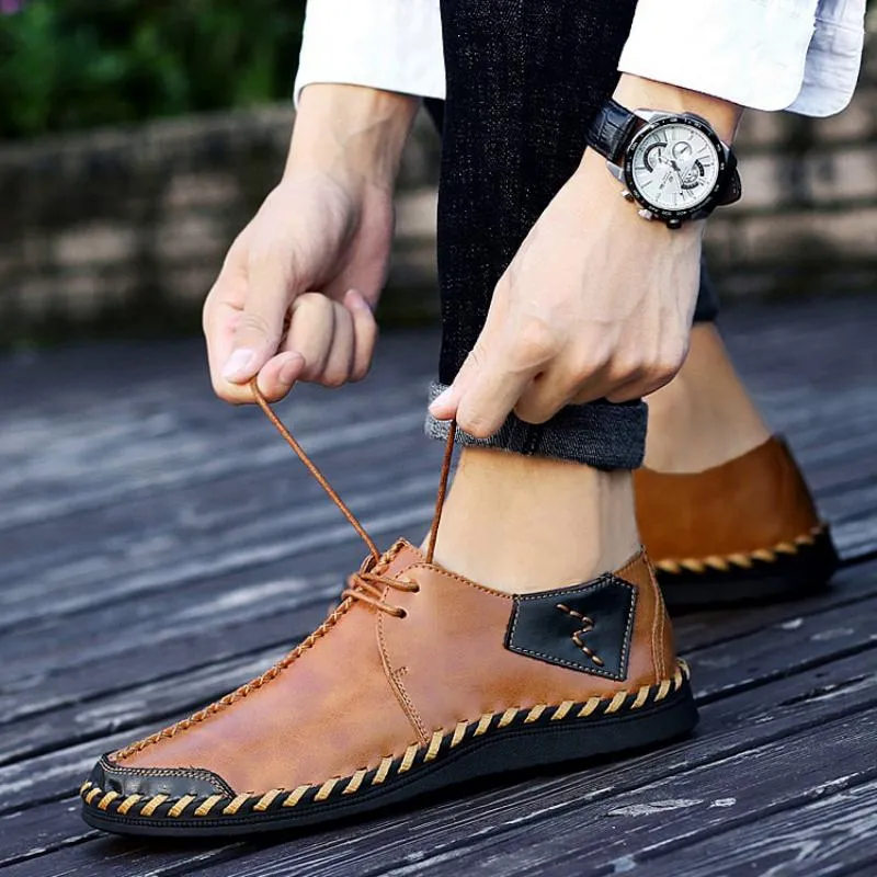 Men's Casual Breathable Genuine Leather Shoes | Plus Size