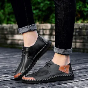 Men's Casual Breathable Genuine Leather Shoes | Plus Size