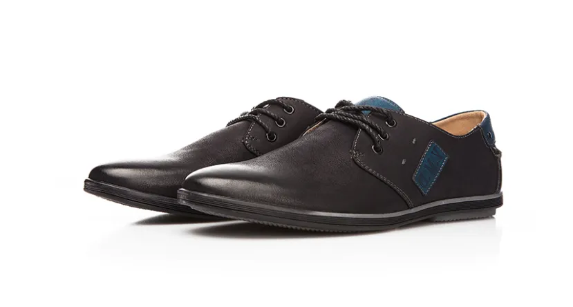 Men's Casual Lace-up Black Shoes | Men Flats Business Shoes