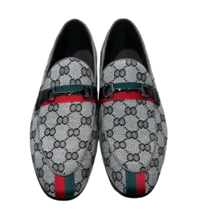 Men's Grey Loafers Slip-on Dress Shoes Fashion Design Style with Buckle