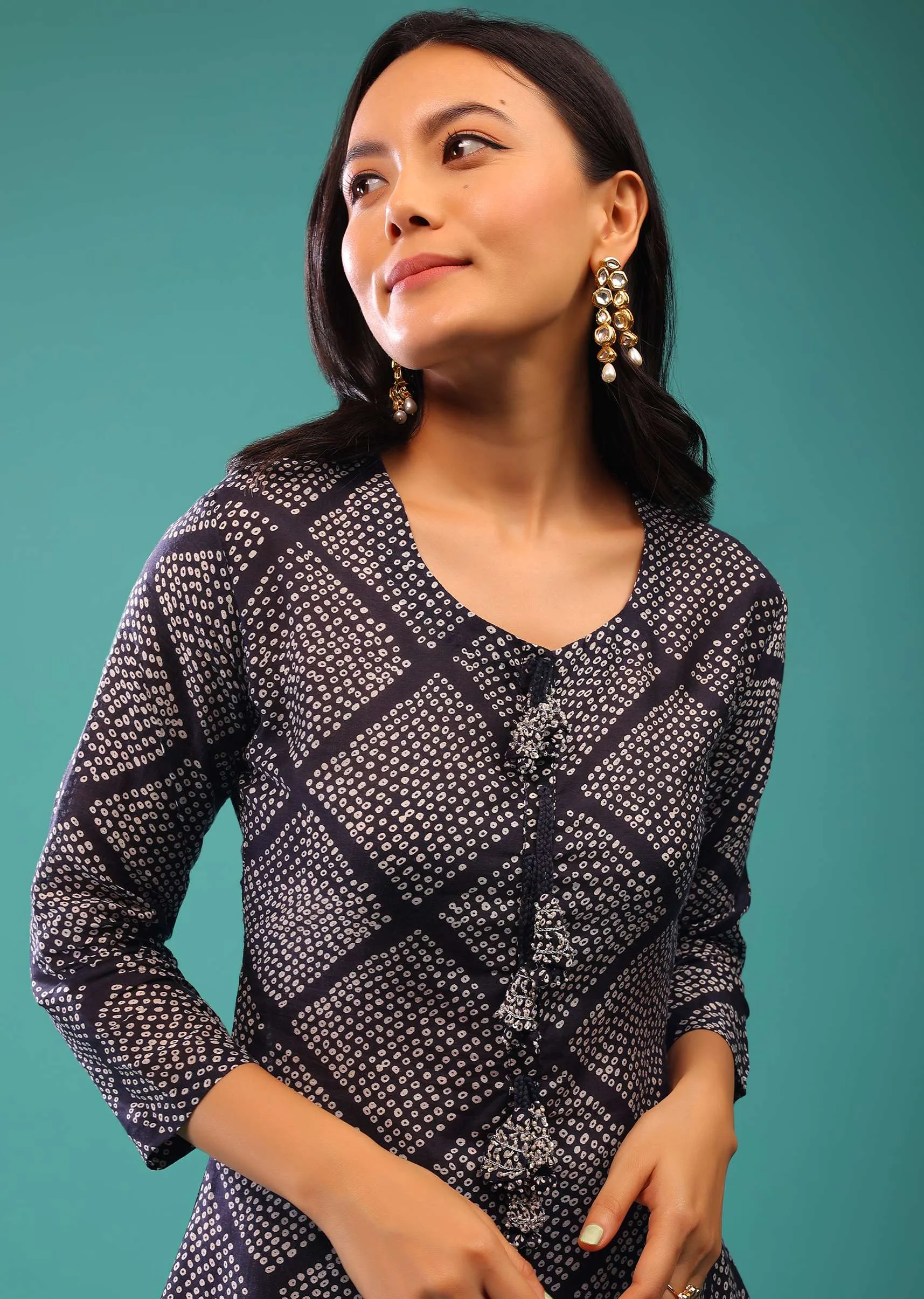 Nightshade Blue Kurti With Gotta Patti and Zardozi Work