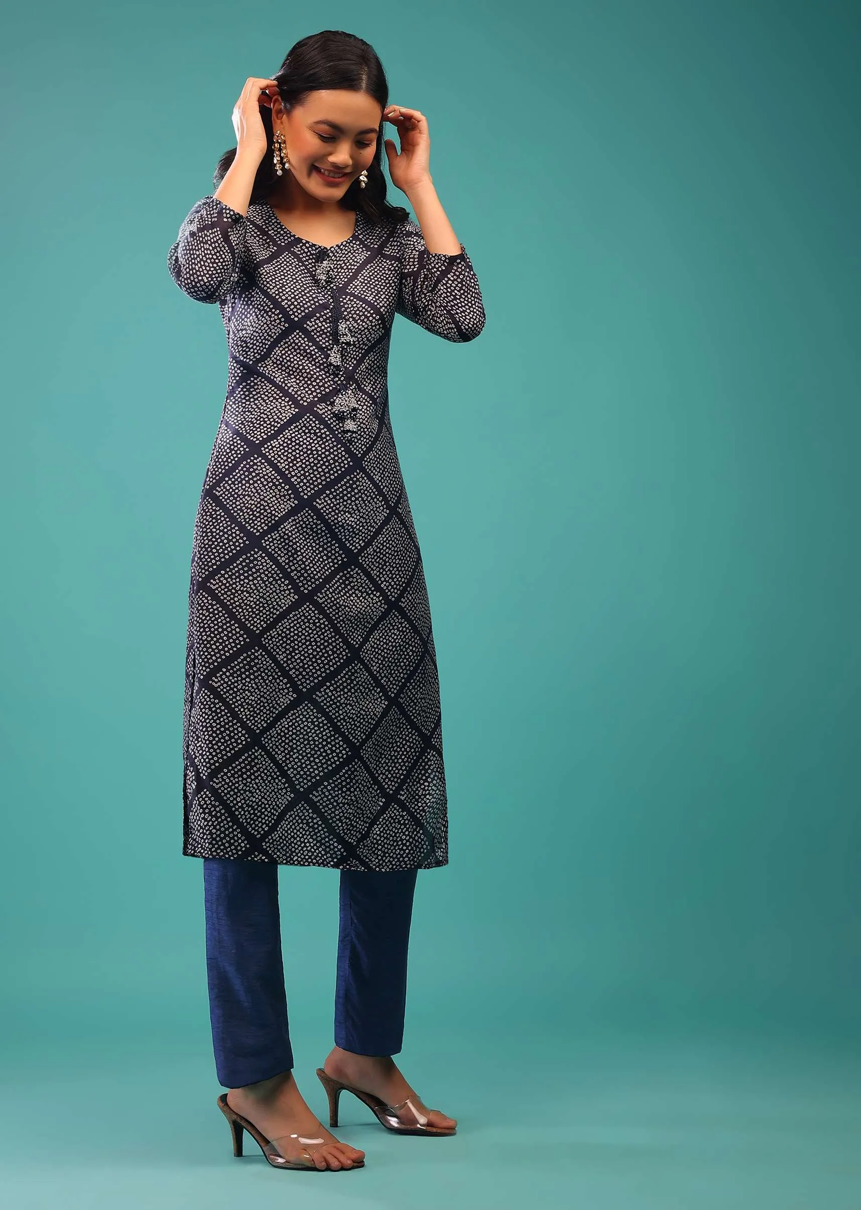 Nightshade Blue Kurti With Gotta Patti and Zardozi Work
