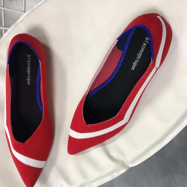 Spring Autumn Women Slip on Flat Loafers Ballet Breathable Knit Shoes Patchwork Maternity Shoes Mujer Loafers