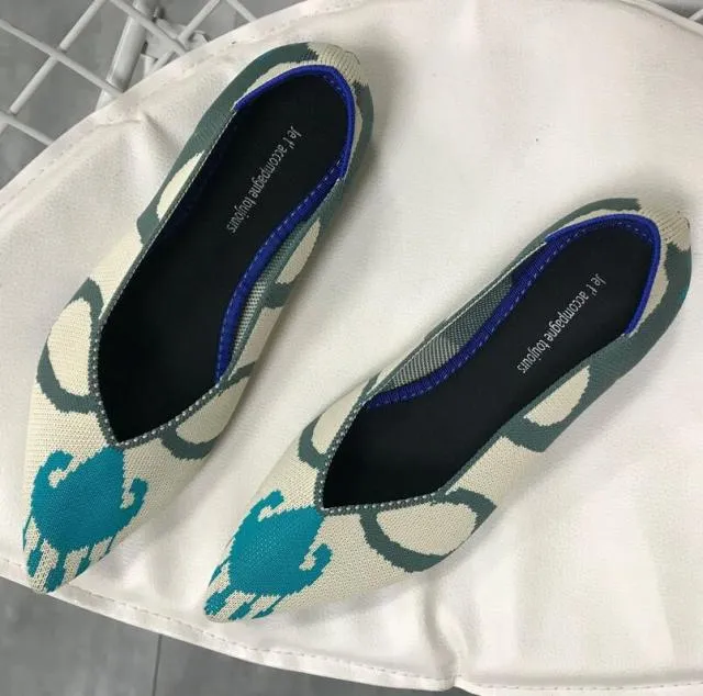 Spring Autumn Women Slip on Flat Loafers Ballet Breathable Knit Shoes Patchwork Maternity Shoes Mujer Loafers