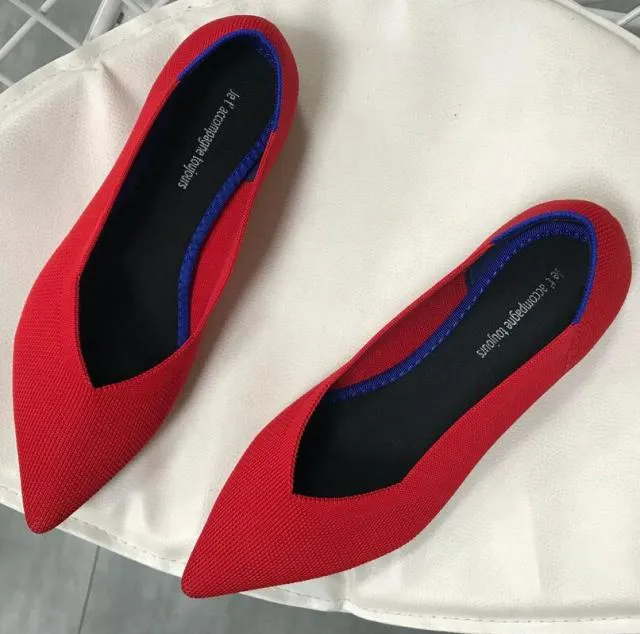 Spring Autumn Women Slip on Flat Loafers Ballet Breathable Knit Shoes Patchwork Maternity Shoes Mujer Loafers