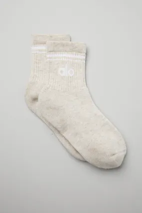 Unisex Half-Crew Throwback Sock - Oatmeal Heather/White