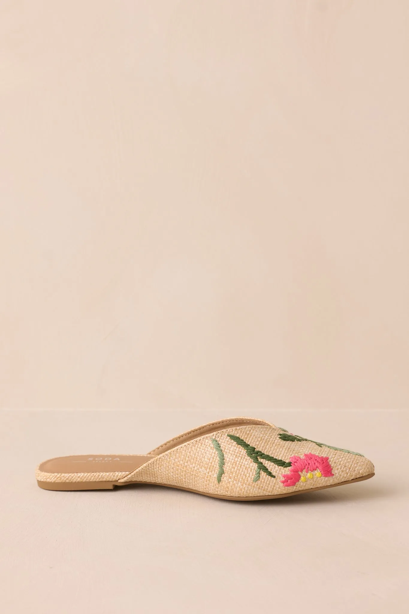 Wildflower Wander Natural Raffia Pointed Toe Flat