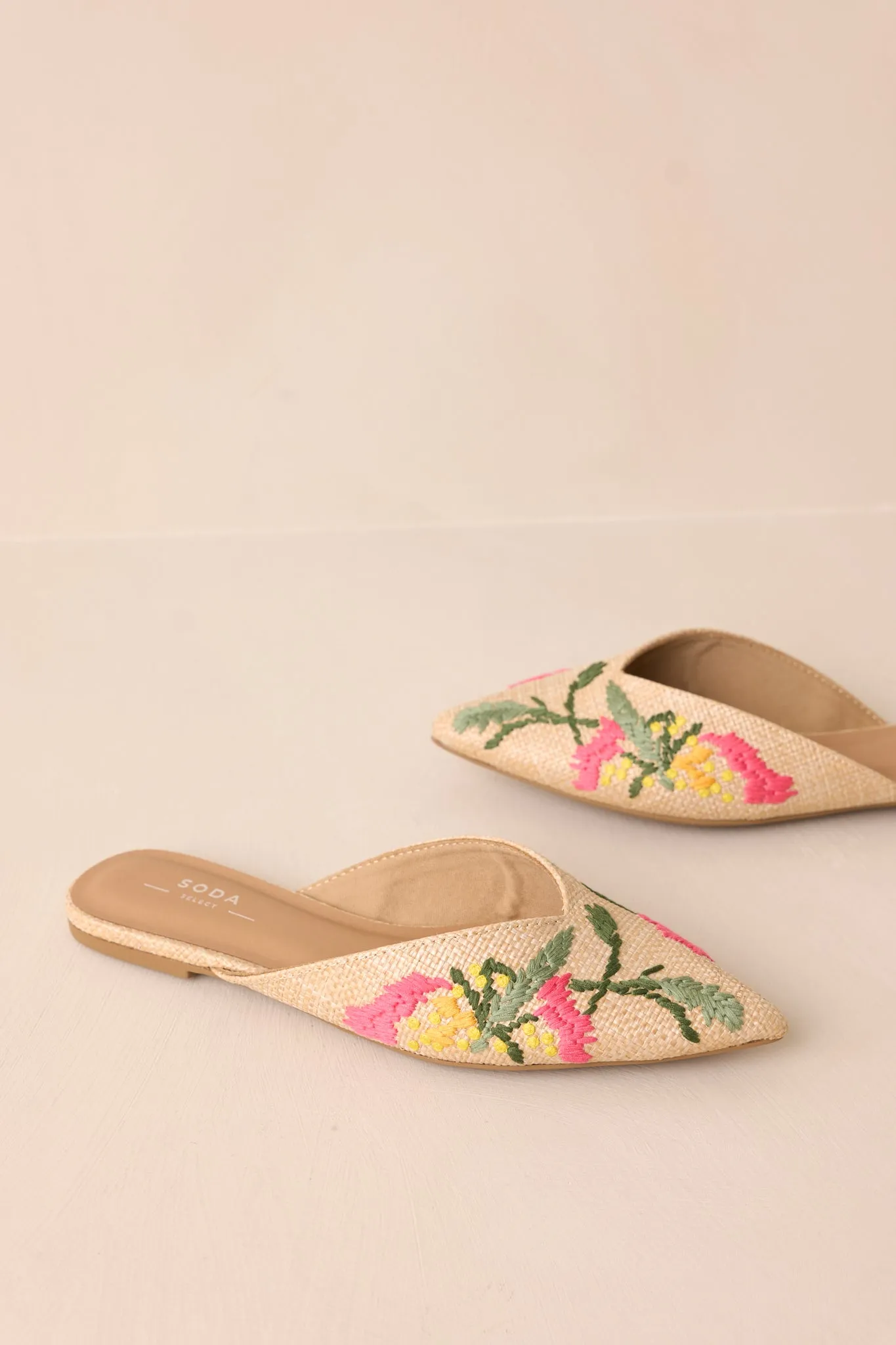 Wildflower Wander Natural Raffia Pointed Toe Flat